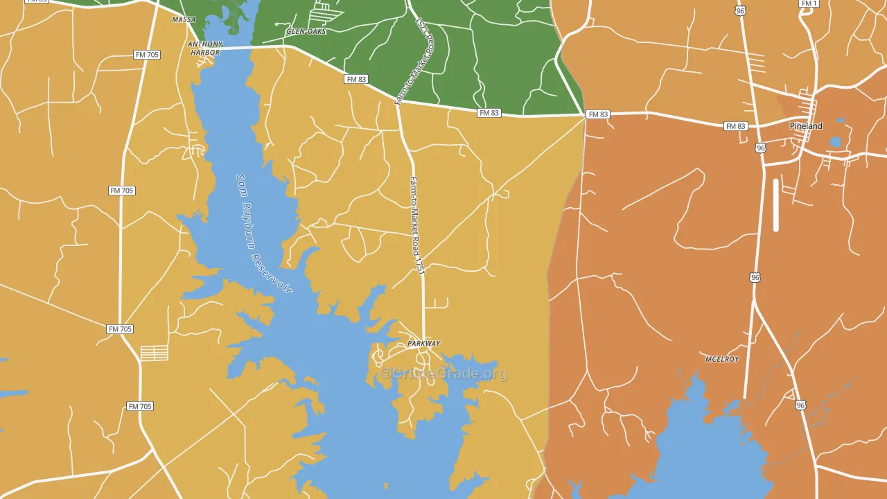 McElroy, TX Map of Vandalism Rates