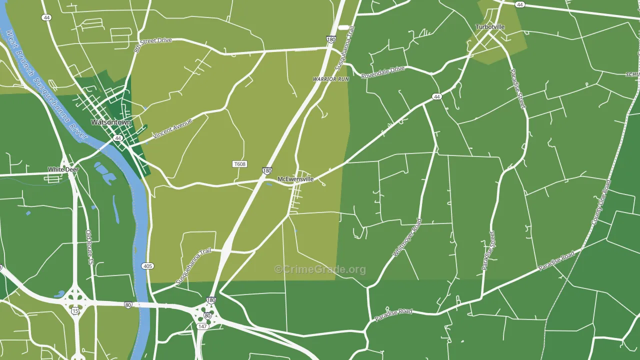 McEwensville, PA Map of Vandalism Rates