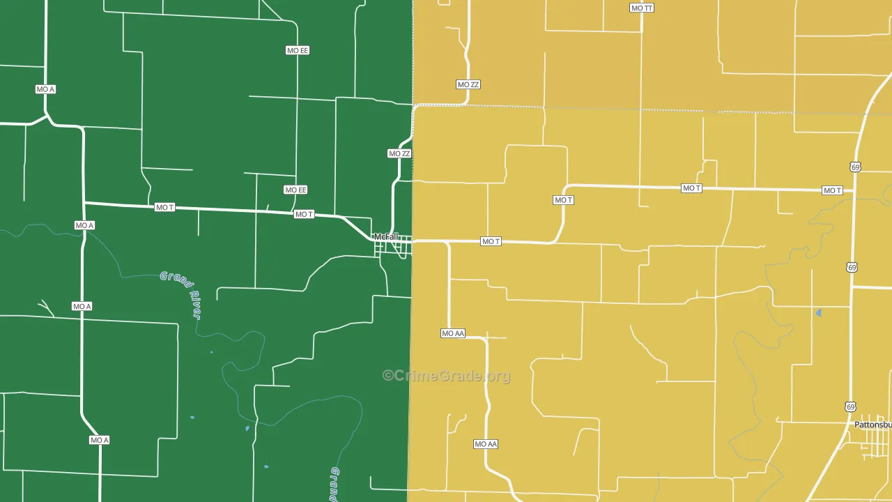 McFall, MO Map of Vandalism Rates
