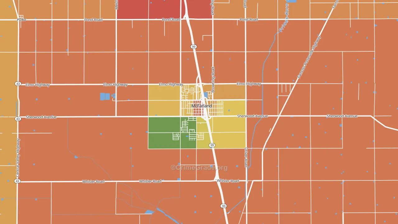 McFarland, CA Map of Vandalism Rates