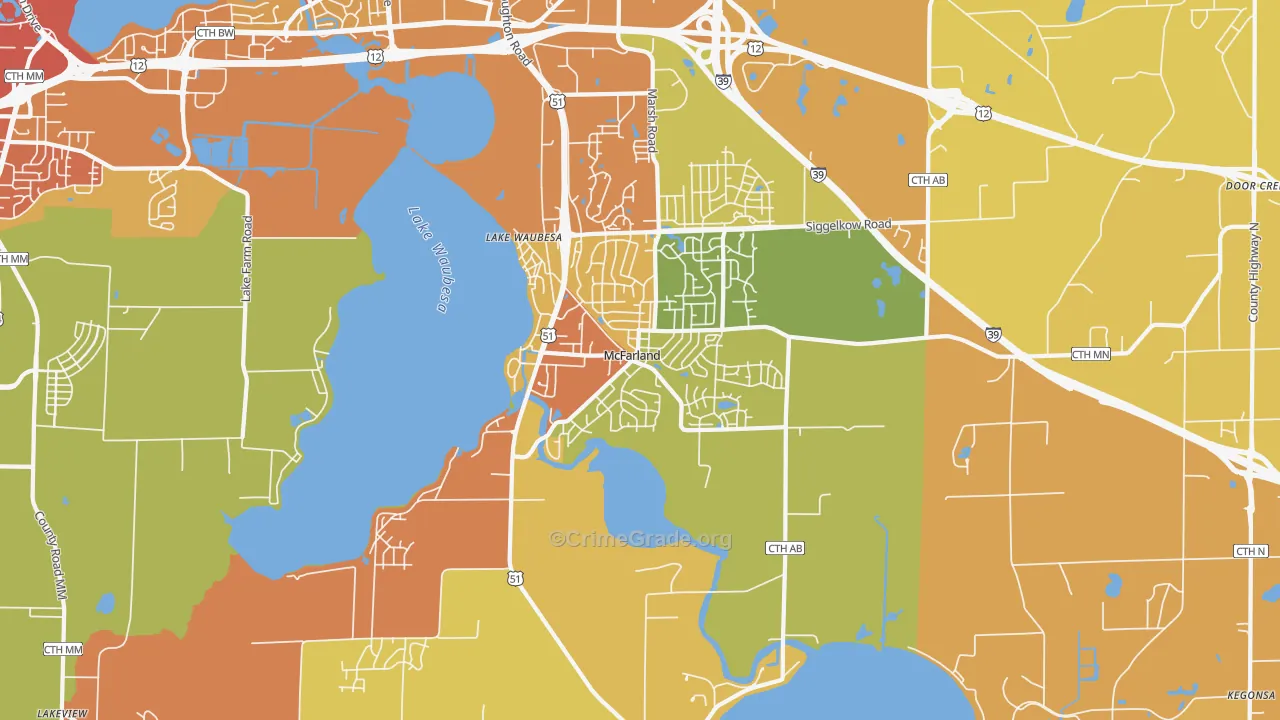McFarland, WI Map of Vandalism Rates