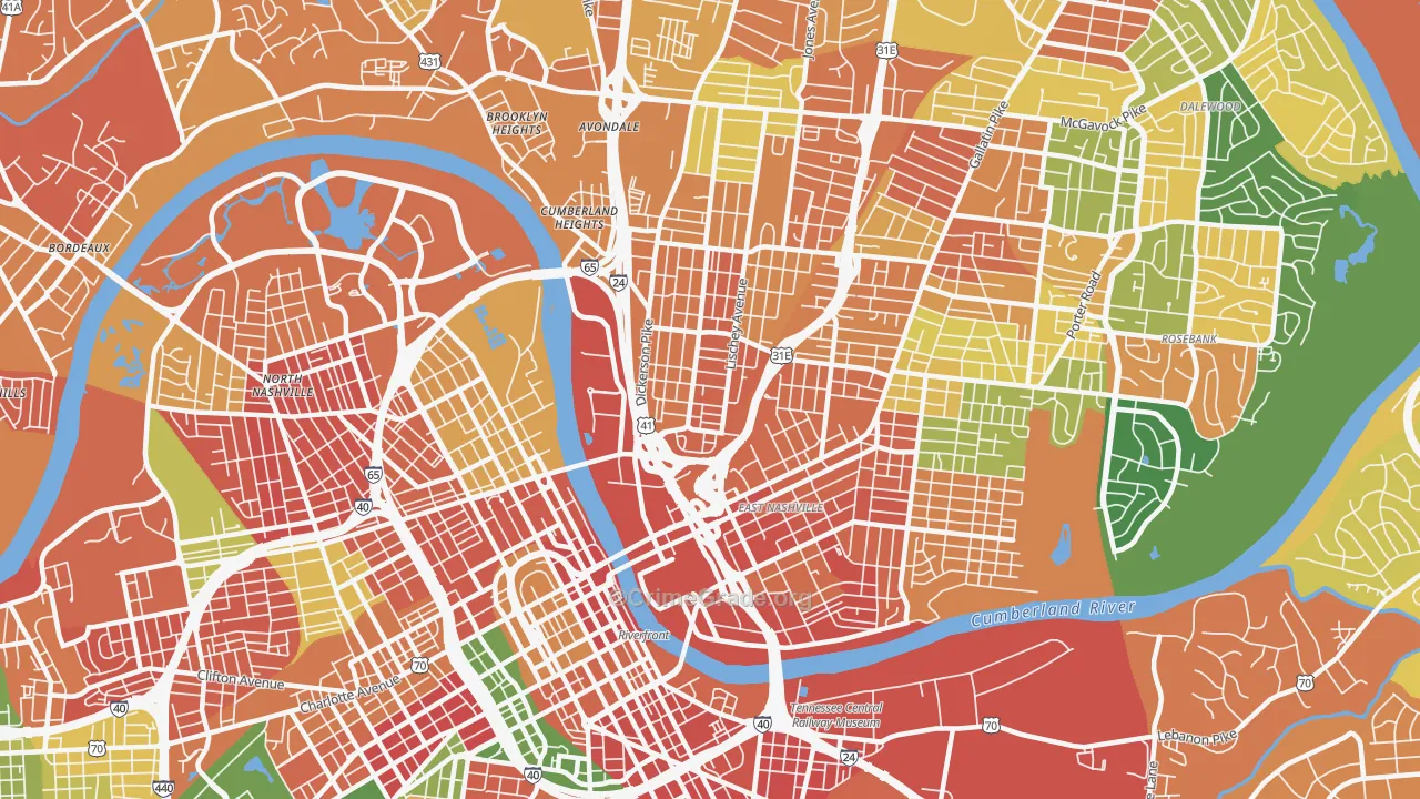 McFerrin Park, Nashville, TN Map of Vandalism Rates