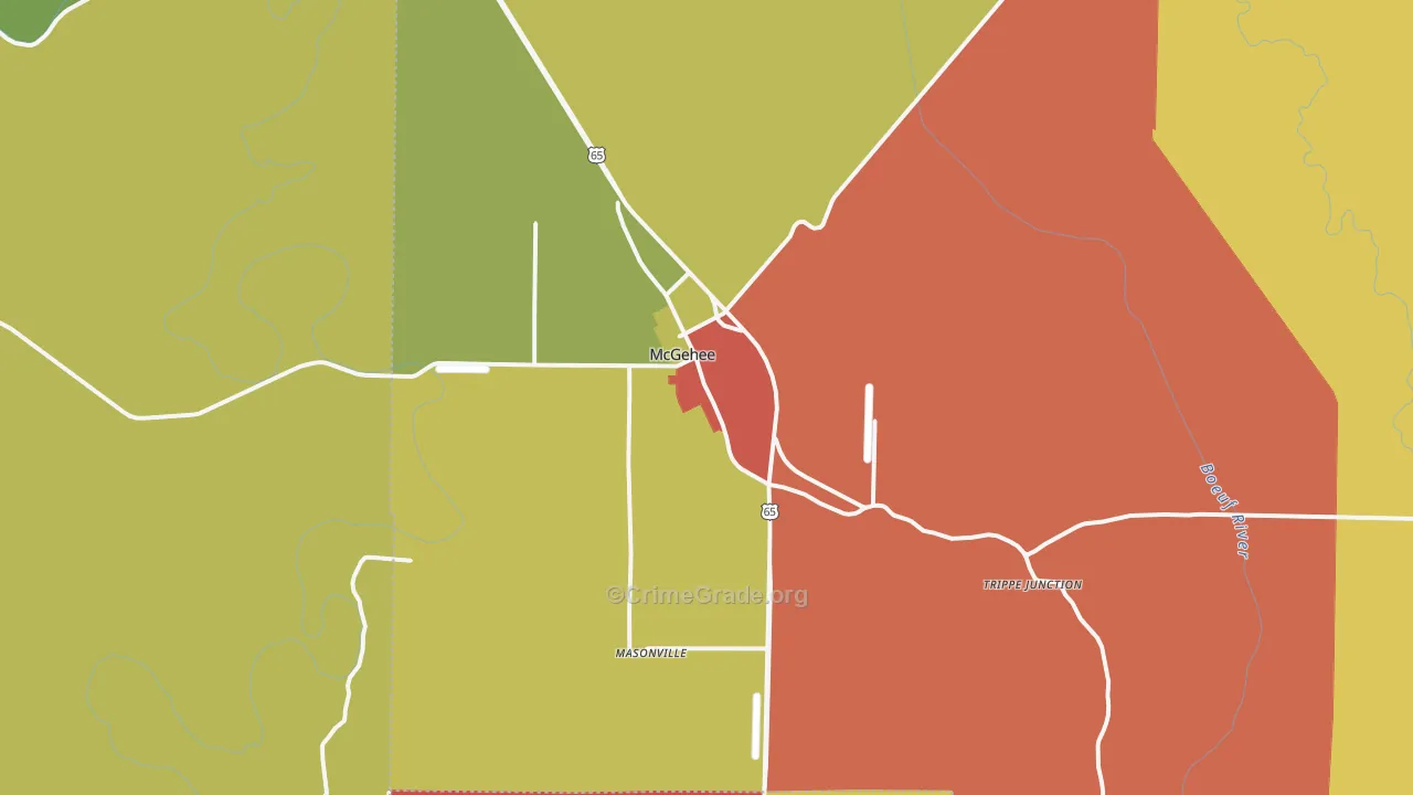 McGehee, AR Map of Vandalism Rates