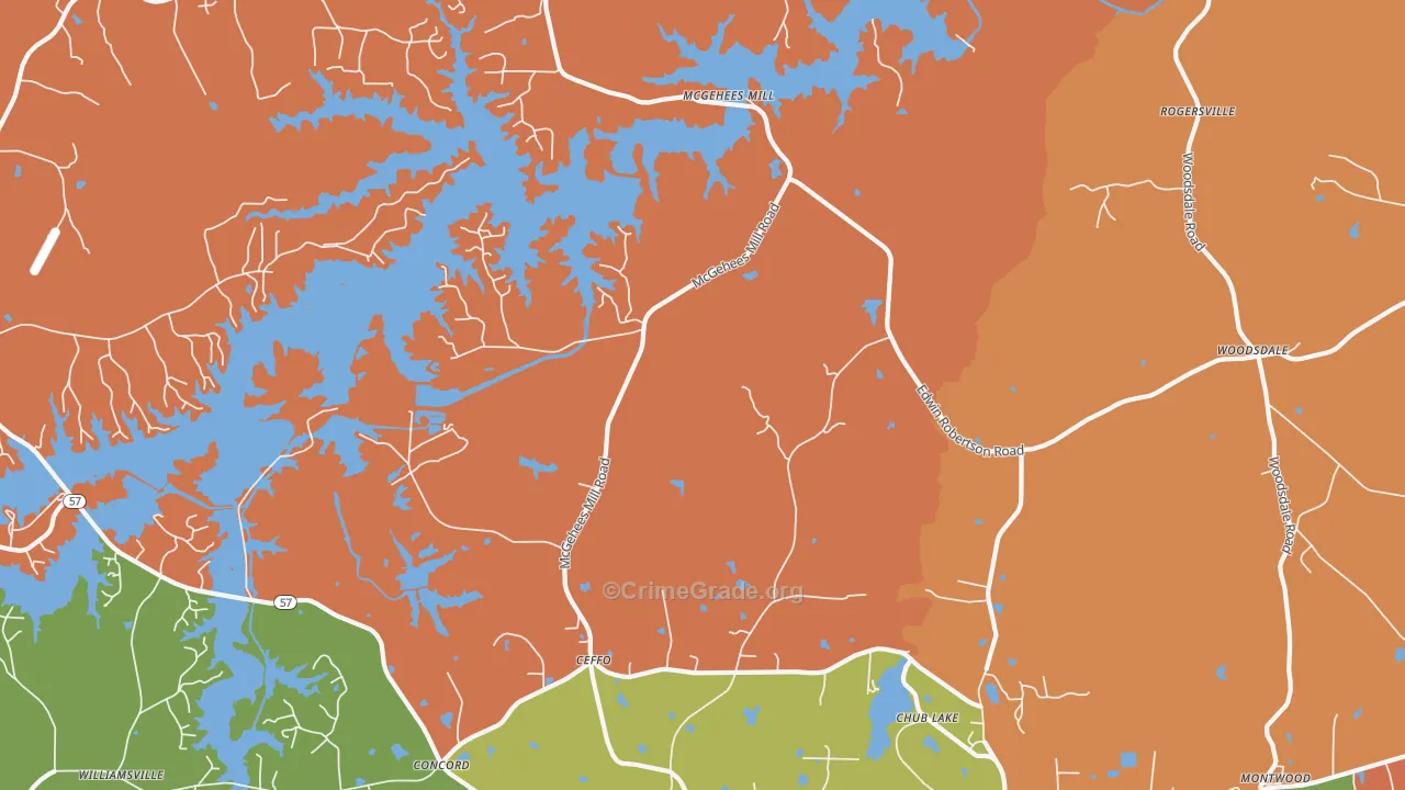 McGehees Mill, NC Map of Vandalism Rates