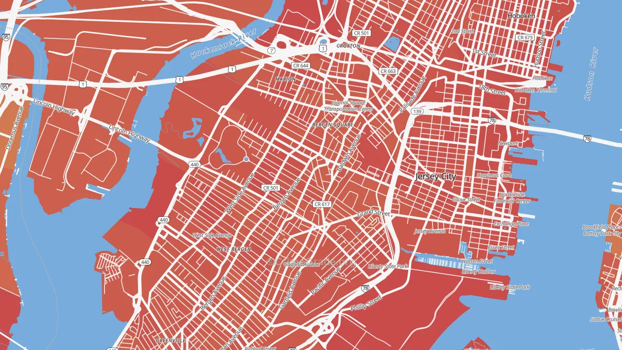 McGinley Square, Jersey City, NJ Map of Vandalism Rates