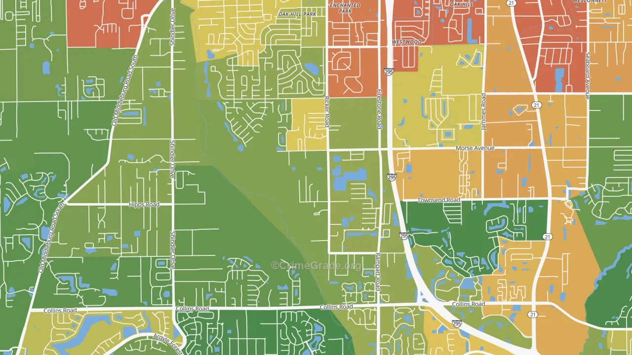 McGirts Creek, Jacksonville, FL Map of Vandalism Rates