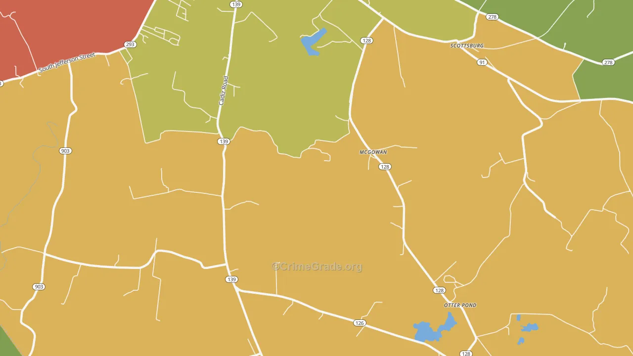 McGowan, KY Map of Vandalism Rates