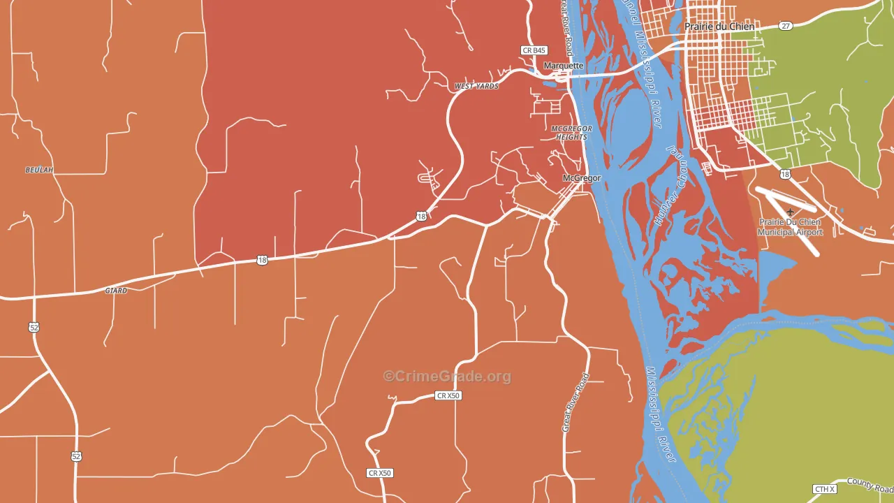 McGregor, IA Map of Vandalism Rates