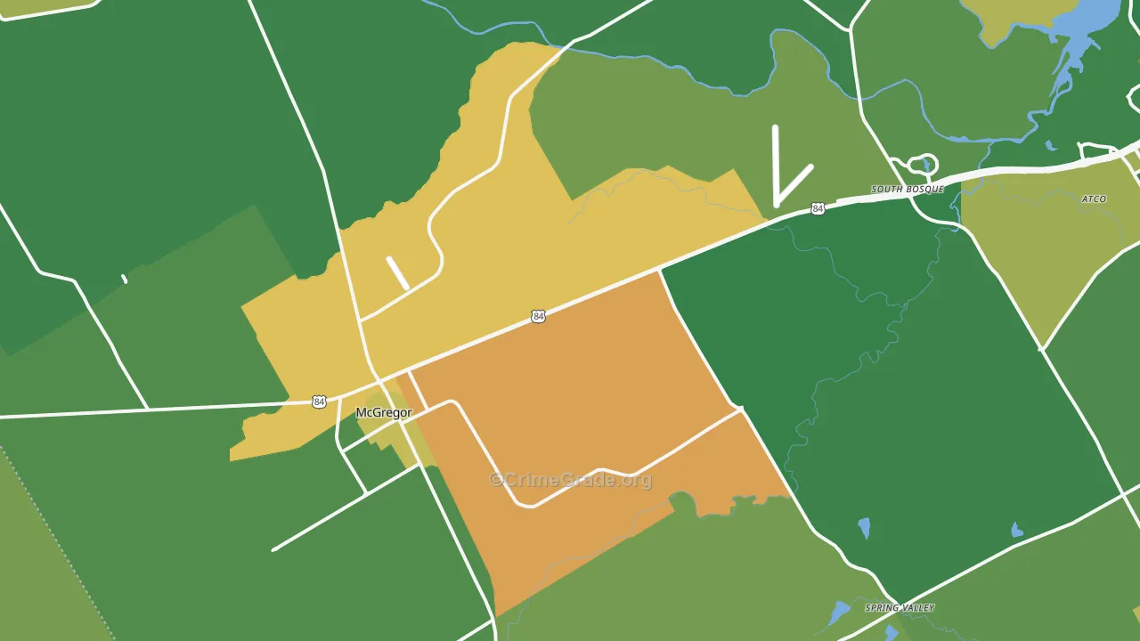 McGregor, TX Map of Vandalism Rates