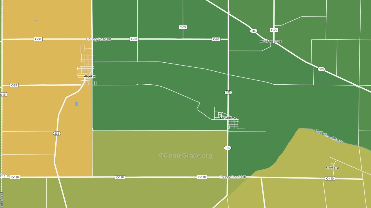 McGuffey, OH Map of Vandalism Rates