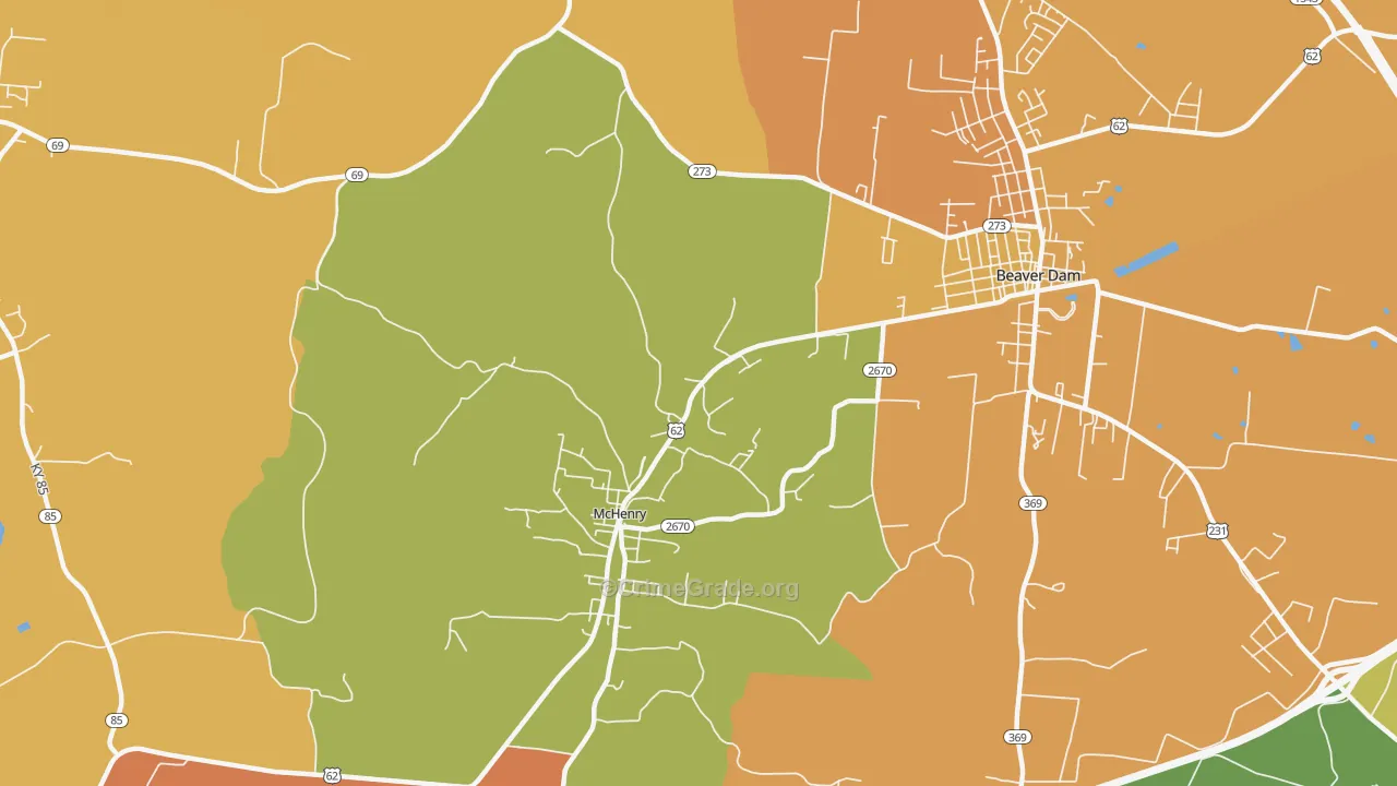 McHenry, KY Map of Vandalism Rates