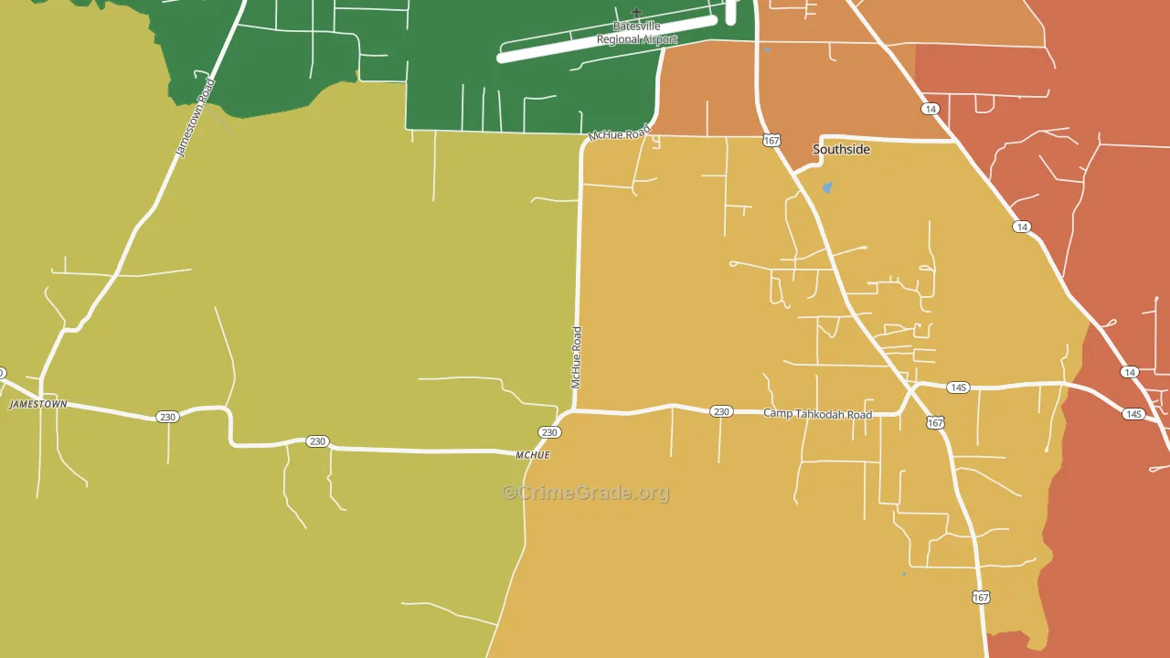 McHue, AR Map of Vandalism Rates