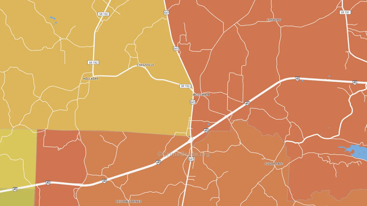McIllwain, TN Map of Vandalism Rates