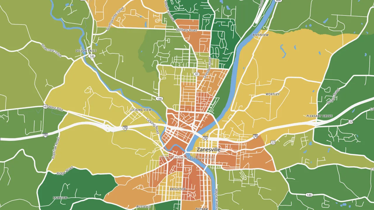 McIntire Terrace Historic District, Zanesville, OH Map of Vandalism Rates