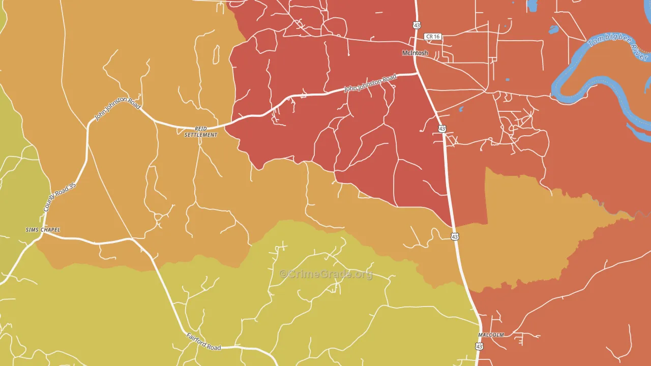 McIntosh, AL Map of Vandalism Rates