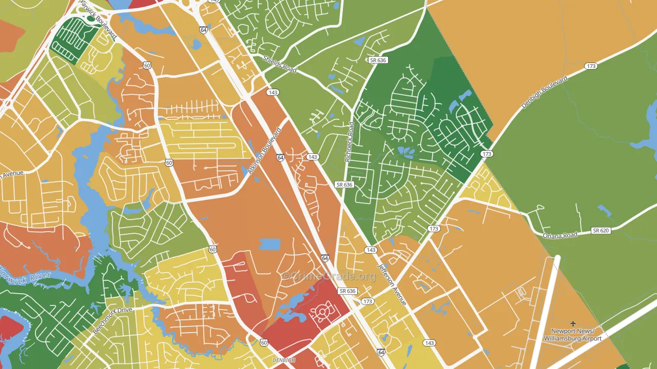 McIntosh, Newport News, VA Map of Vandalism Rates
