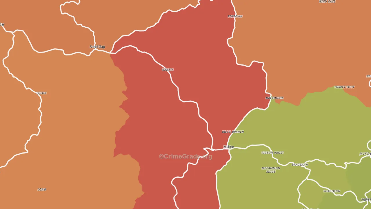 McKee, KY Map of Vandalism Rates