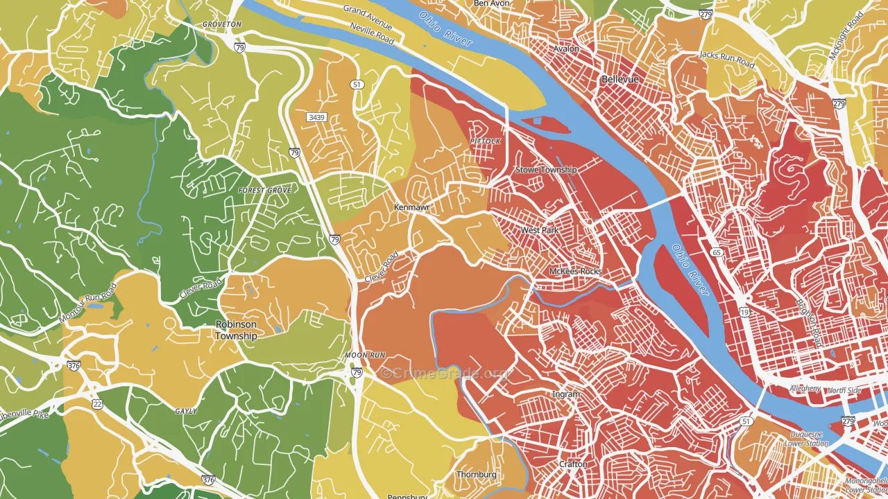 Mckees Rocks, PA Map of Vandalism Rates