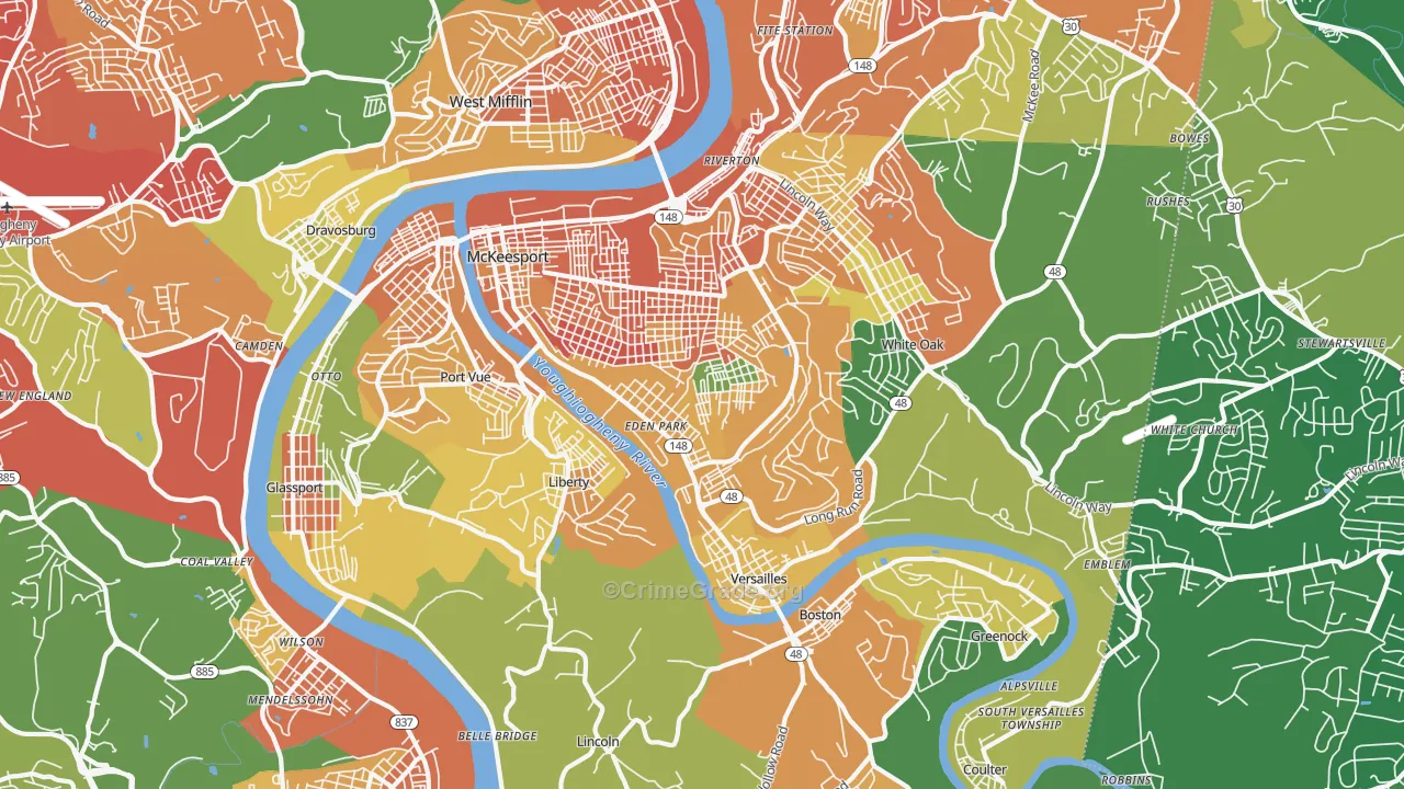 McKeesport, PA Map of Vandalism Rates