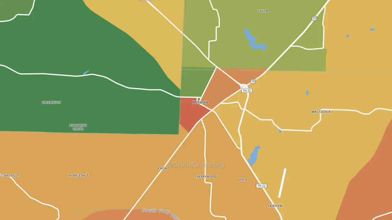 McKenzie, TN Map of Vandalism Rates