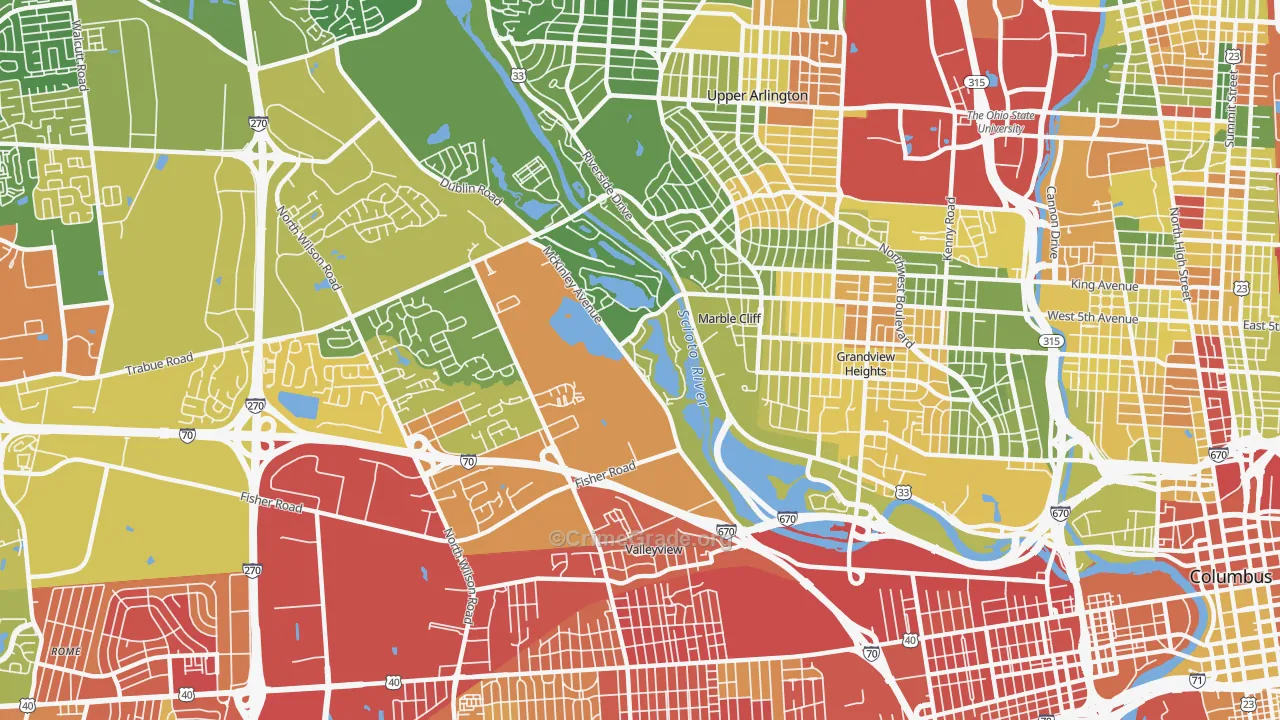McKinley Avenue Corridor, Columbus, OH Map of Vandalism Rates