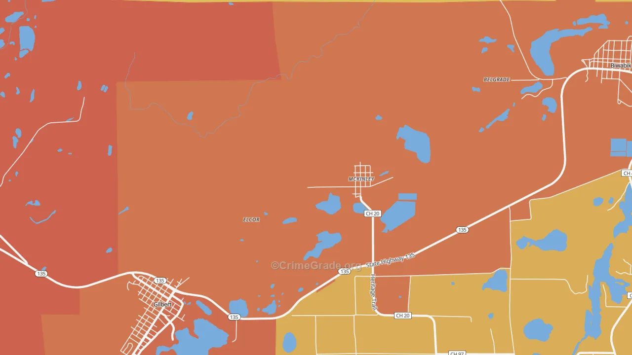 McKinley, MN Map of Vandalism Rates