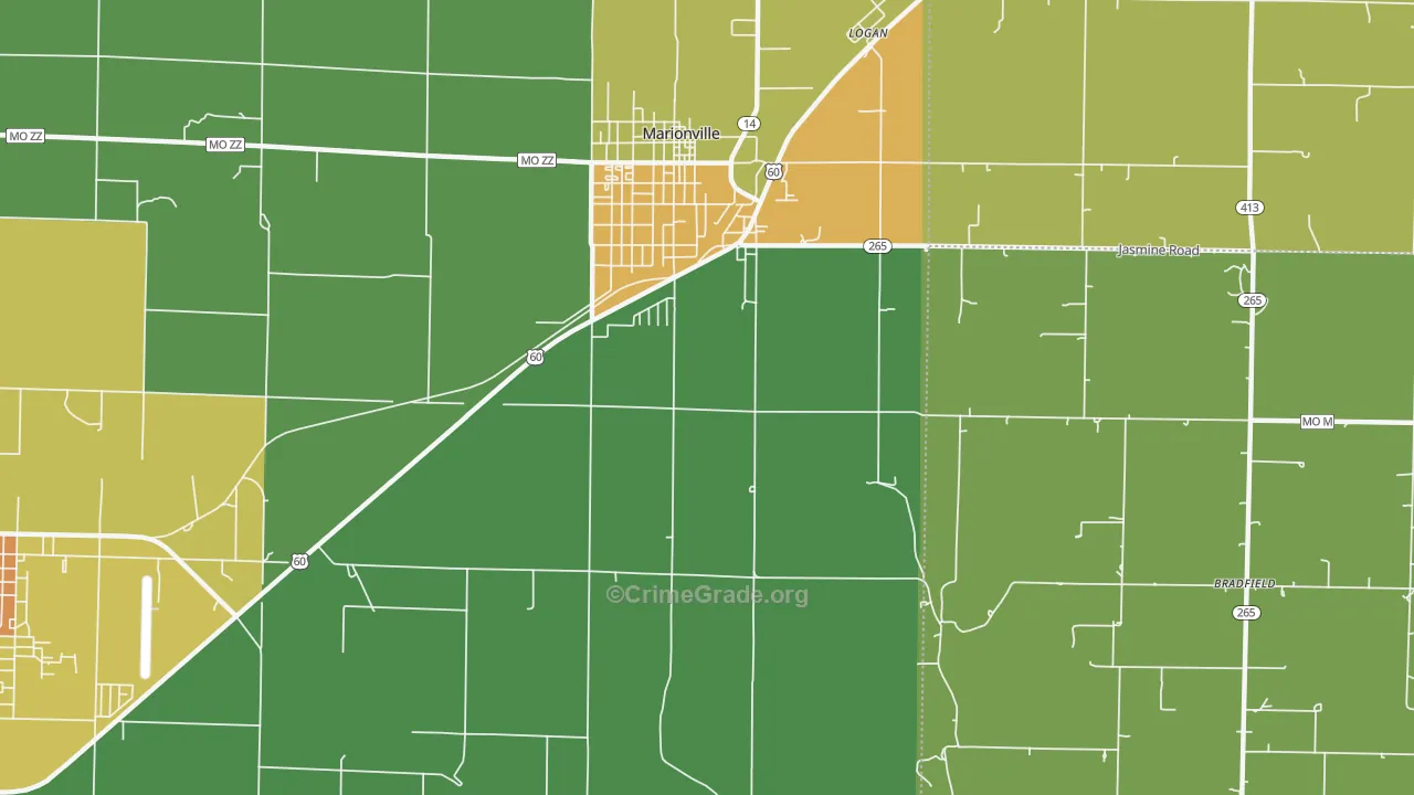 McKinley, MO Map of Vandalism Rates