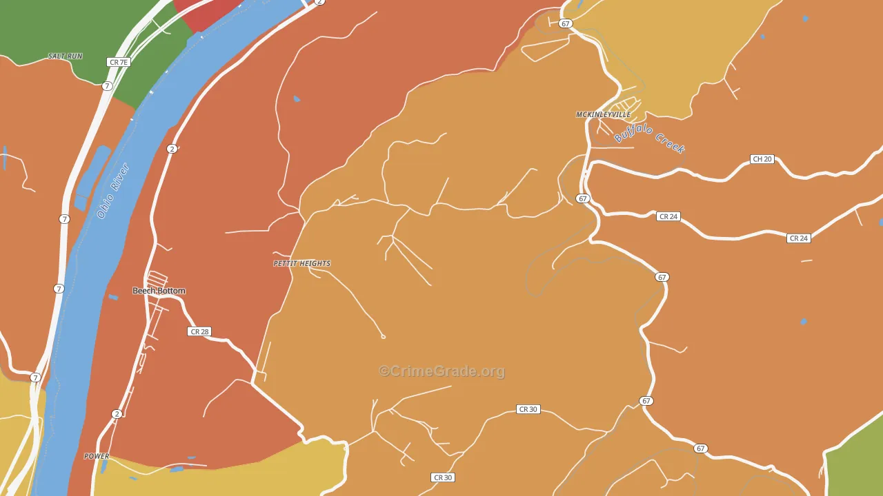 McKinleyville, WV Map of Vandalism Rates
