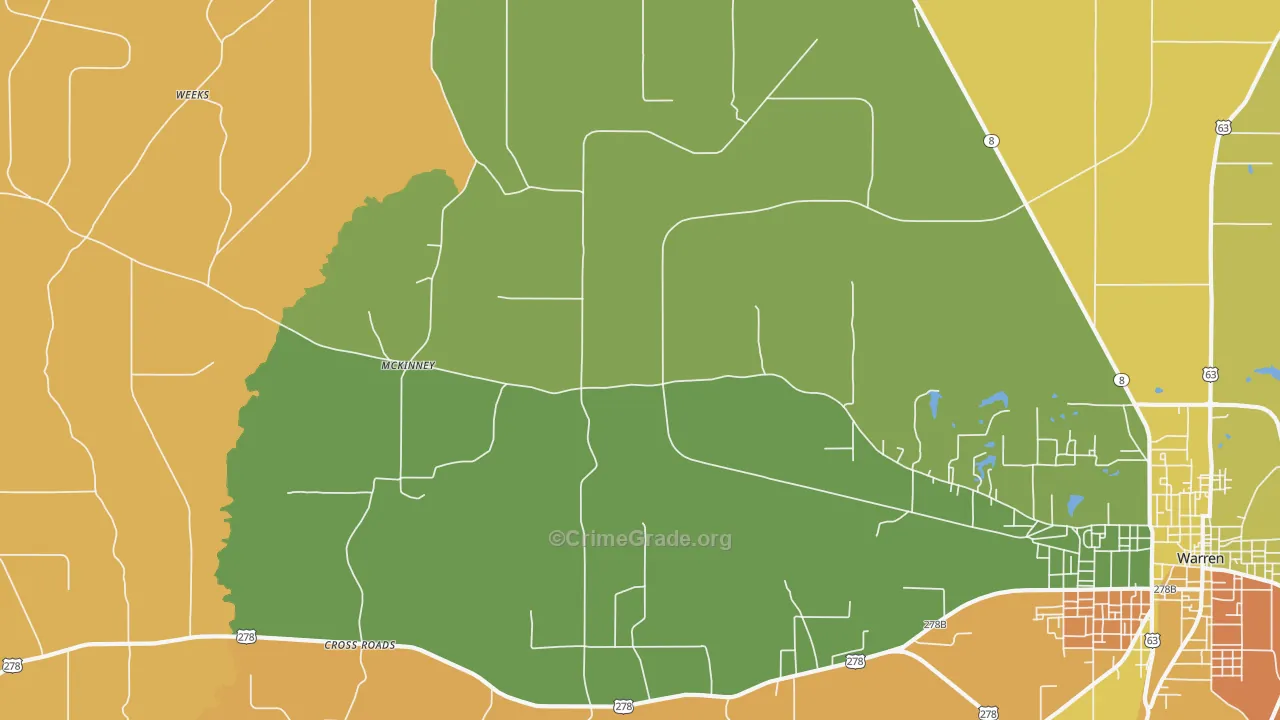 McKinney, AR Map of Vandalism Rates