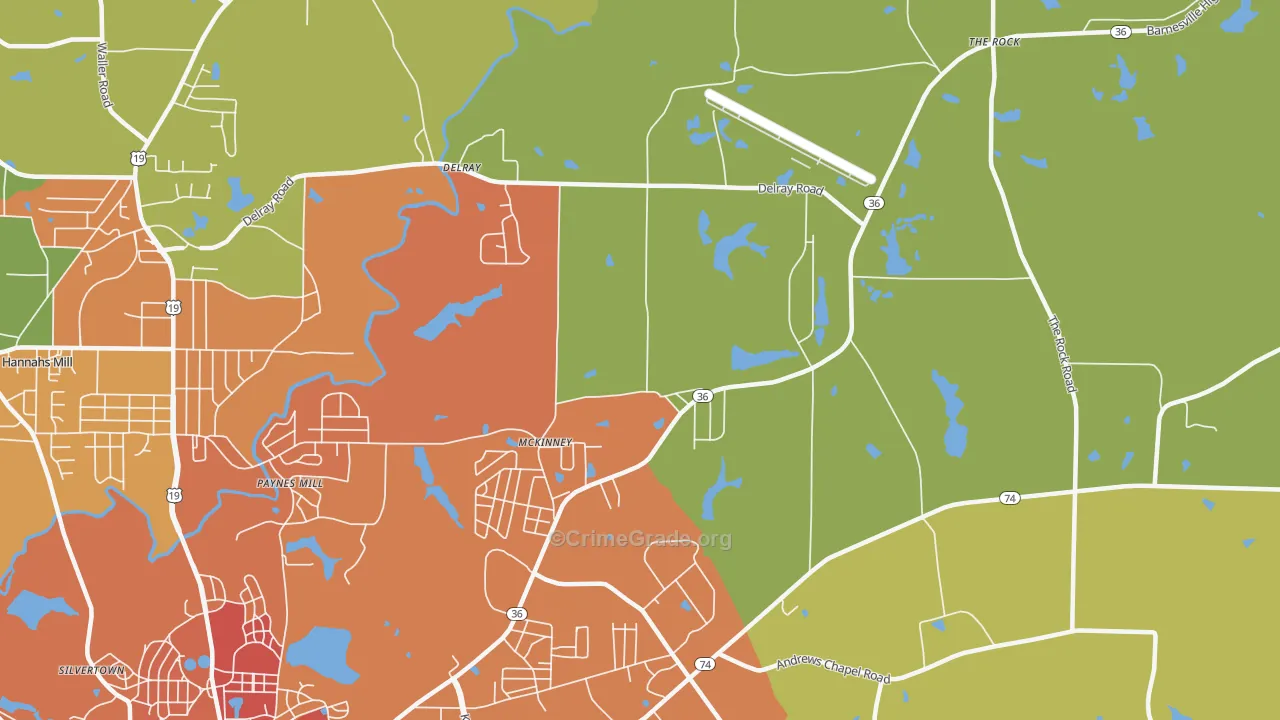 McKinney, GA Map of Vandalism Rates