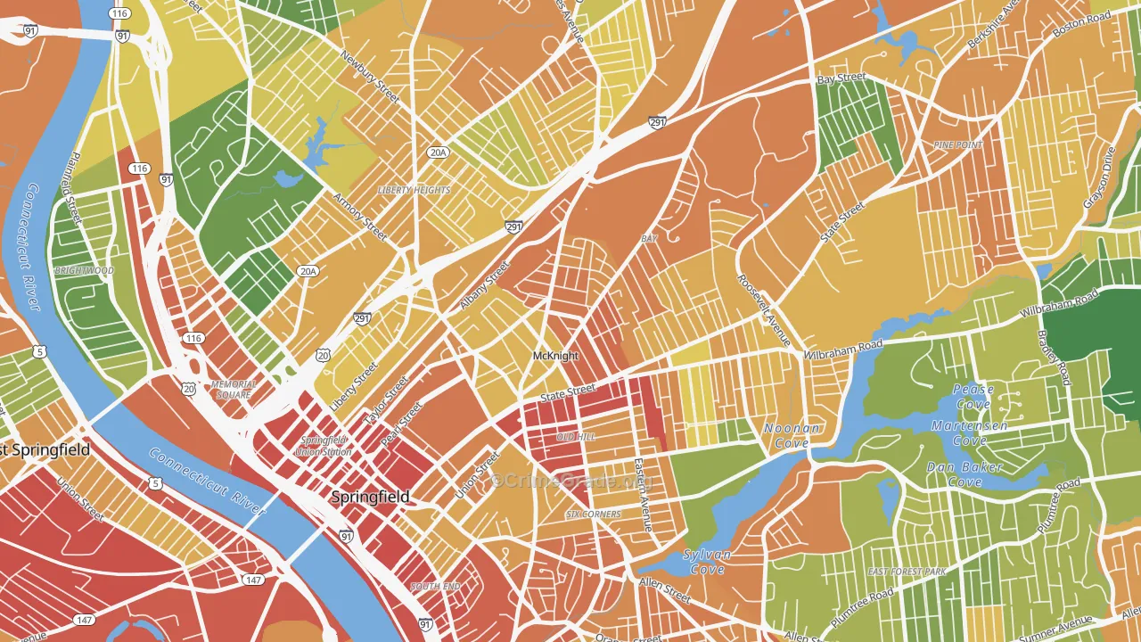 McKnight, Springfield, MA Map of Vandalism Rates