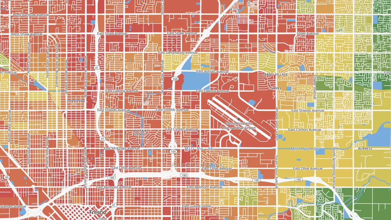 McLane, Fresno, CA Map of Vandalism Rates