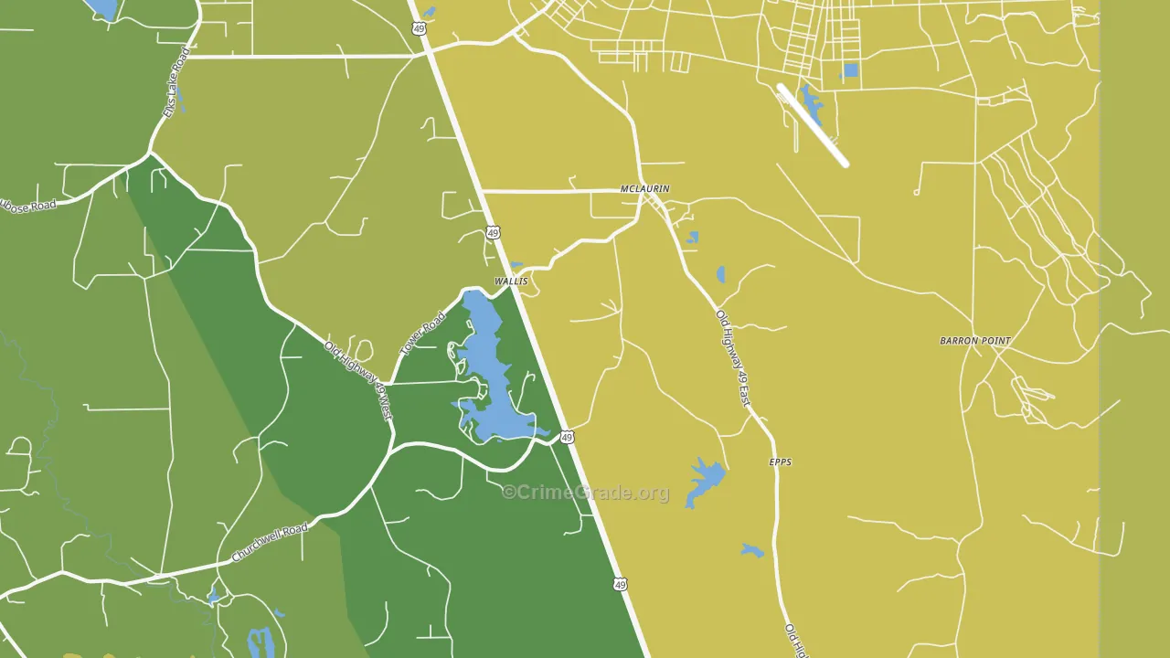 McLaurin, MS Map of Vandalism Rates
