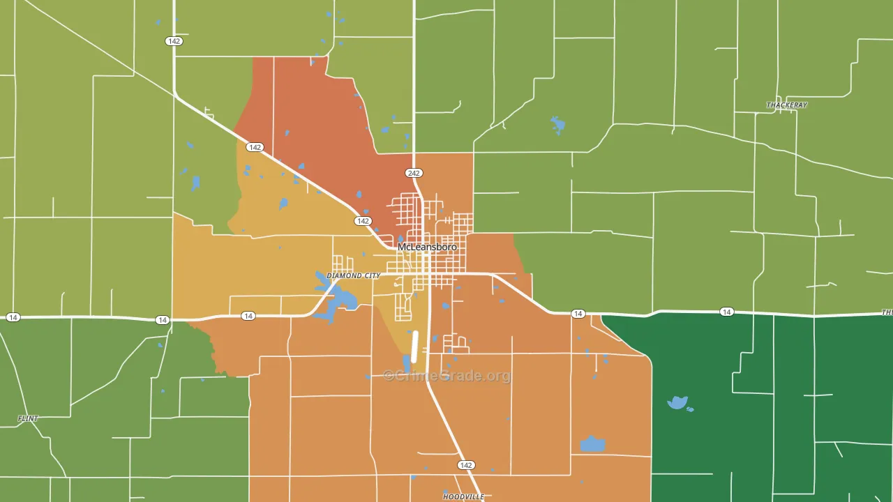McLeansboro, IL Map of Vandalism Rates