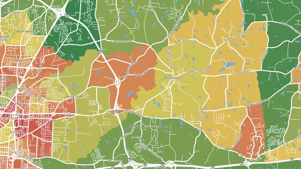 McLeansville, NC Map of Vandalism Rates