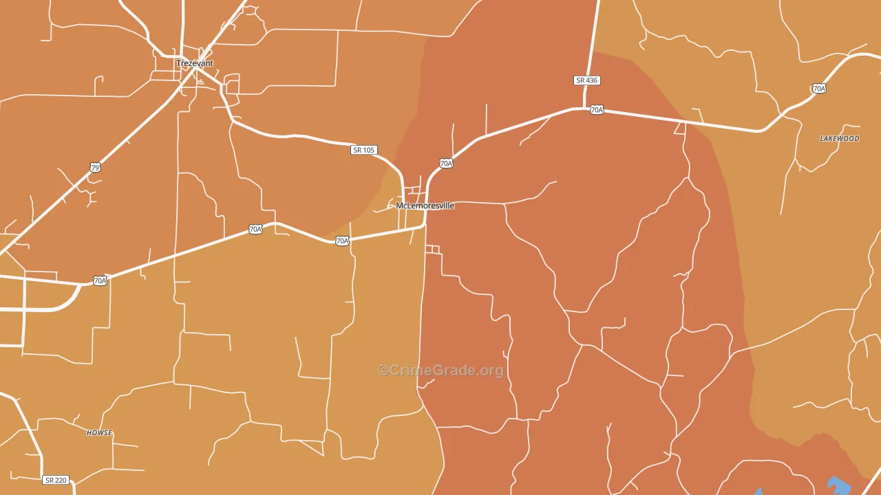 McLemoresville, TN Map of Vandalism Rates