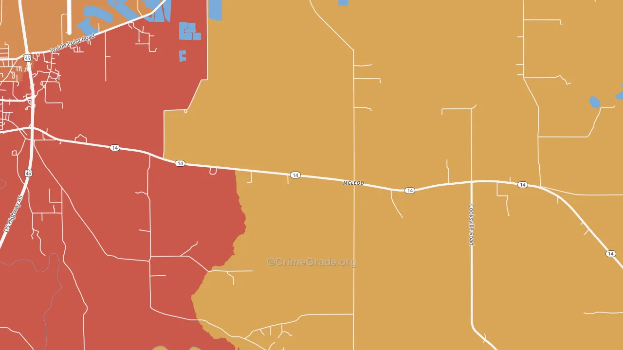 McLeod, MS Map of Vandalism Rates