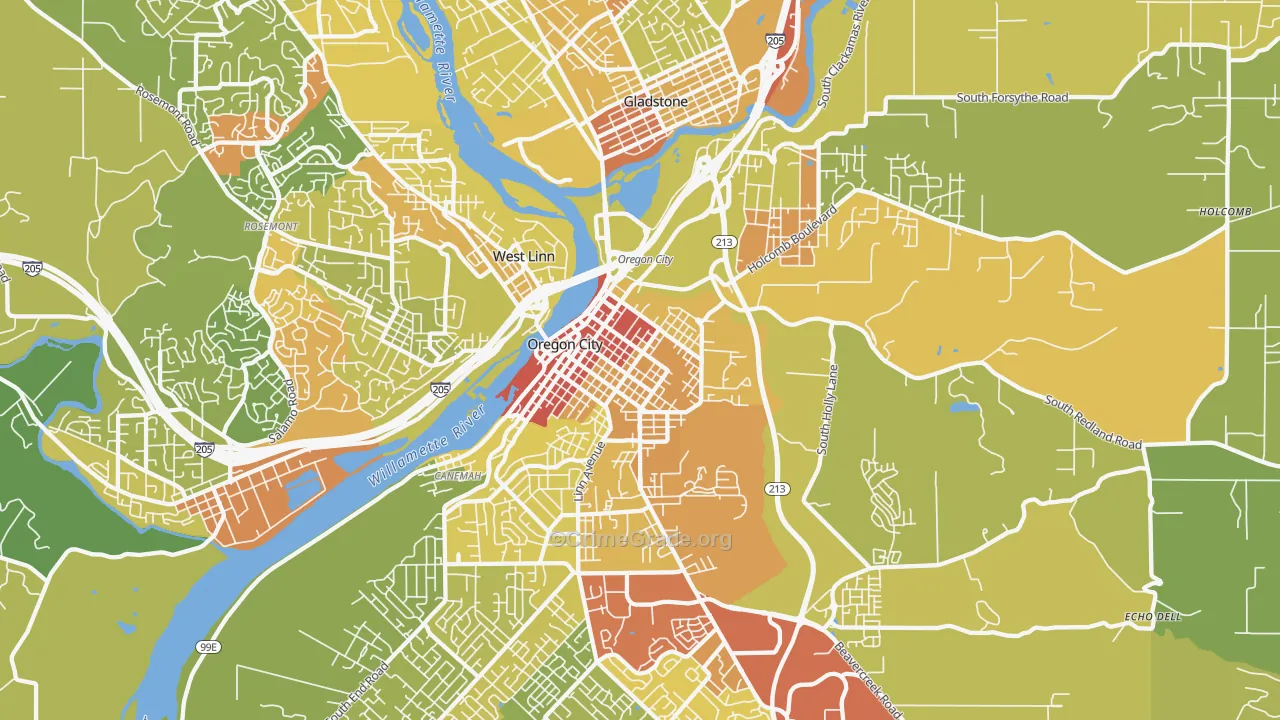 McLoughlin, Oregon City, OR Map of Vandalism Rates