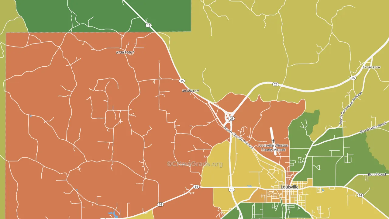 McMillan, MS Map of Vandalism Rates