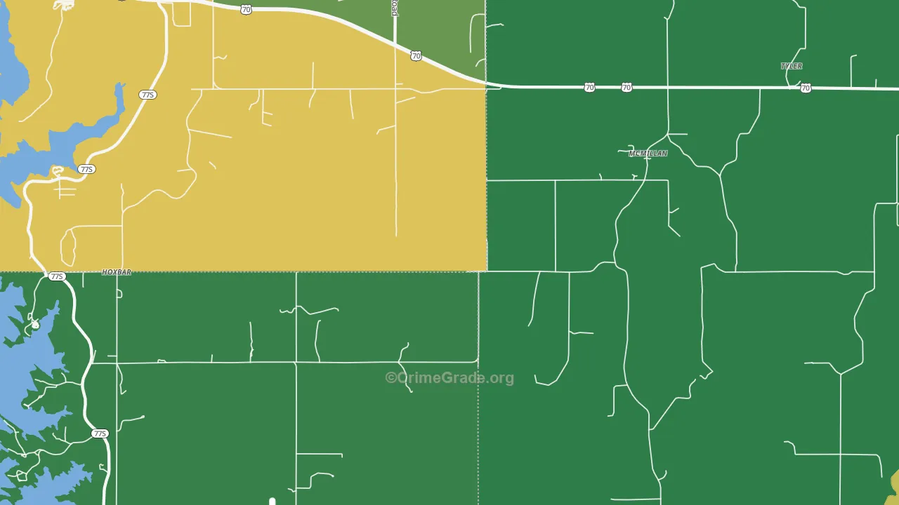 McMillan, OK Map of Vandalism Rates