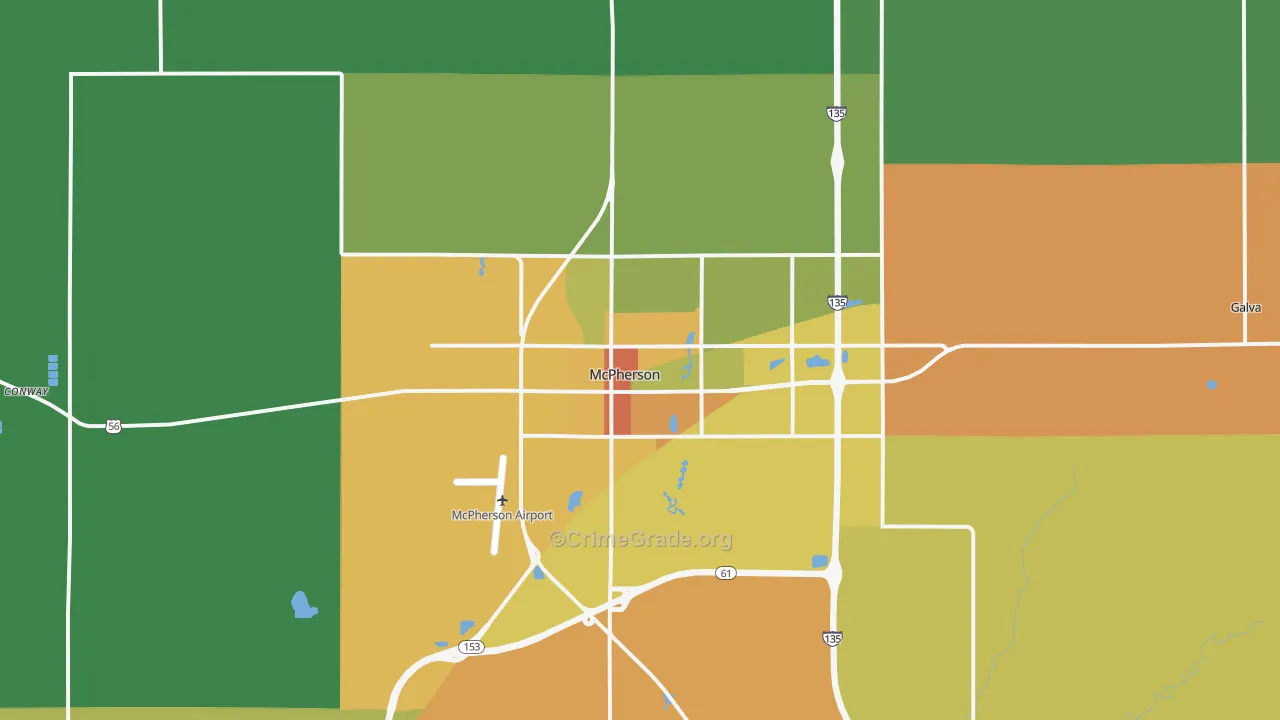 McPherson, KS Map of Vandalism Rates