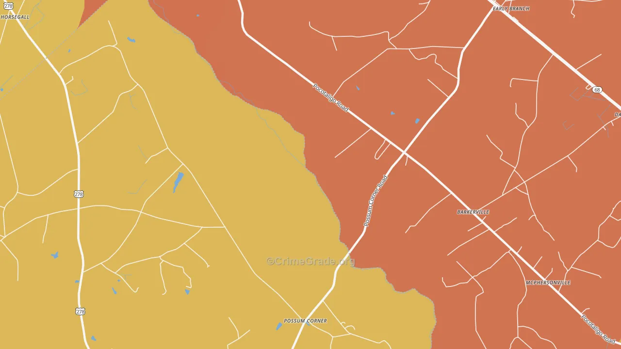 McPhersonville, SC Map of Vandalism Rates