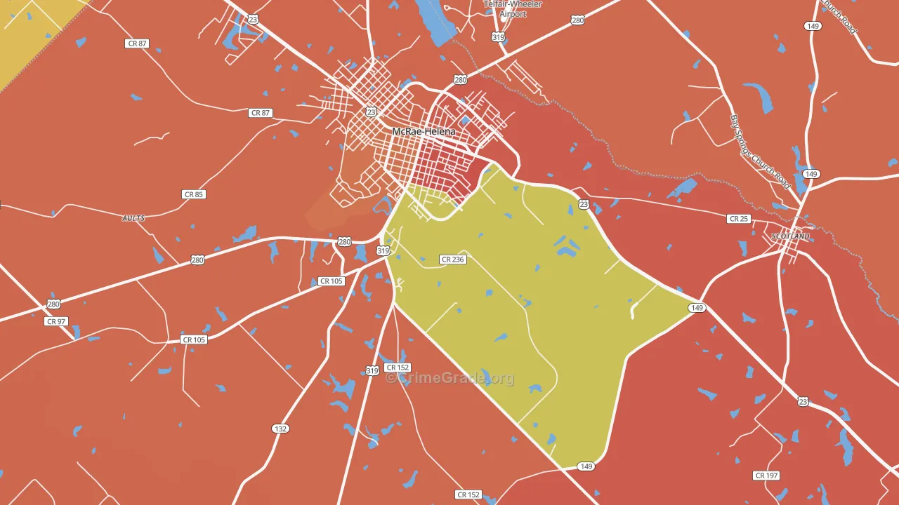 McRae, GA Map of Vandalism Rates