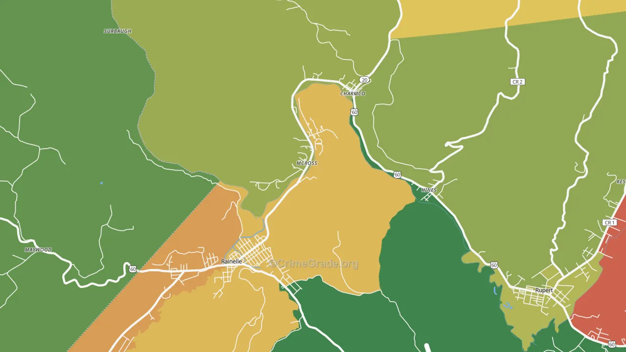 McRoss, WV Map of Vandalism Rates