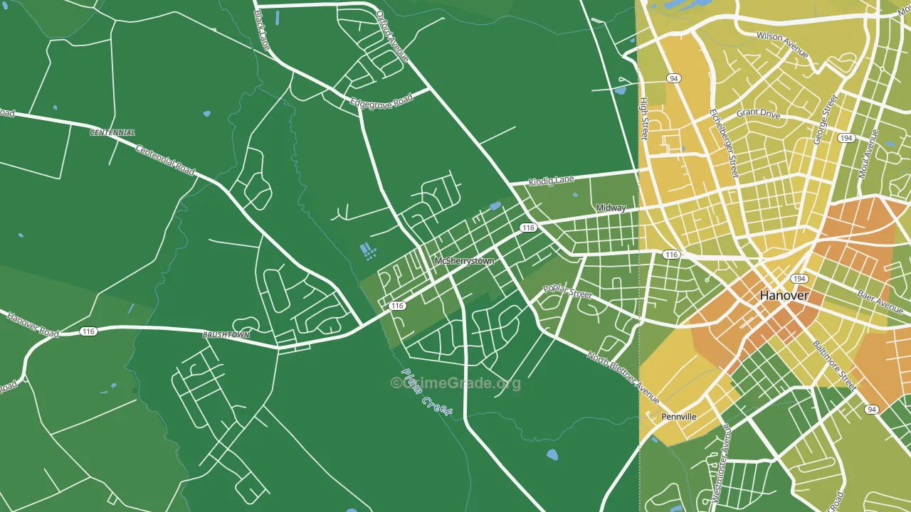 McSherrystown, PA Map of Vandalism Rates