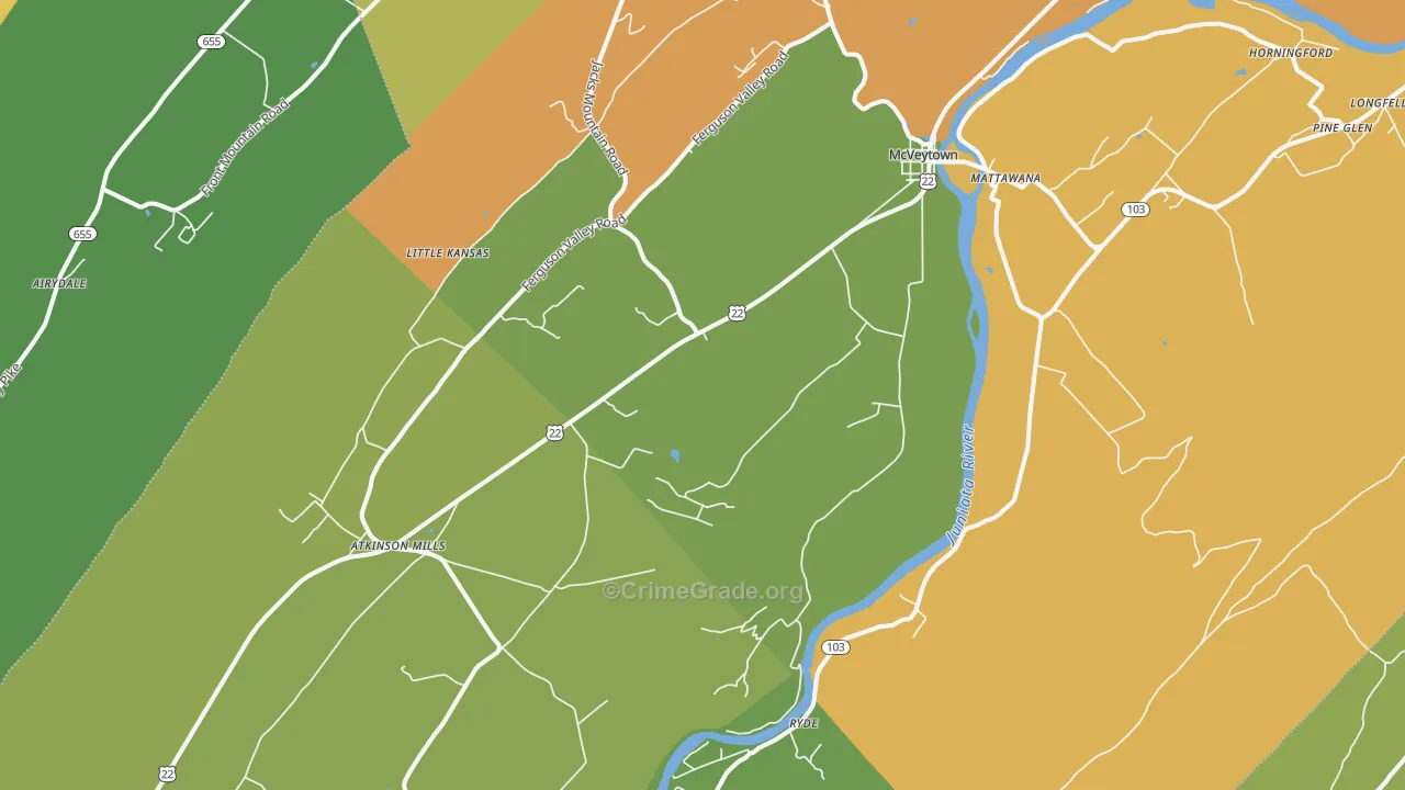 Mcveytown, PA Map of Vandalism Rates