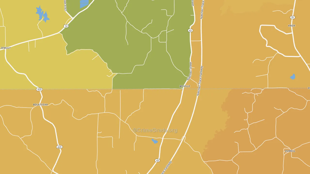 McVille, MS Map of Vandalism Rates