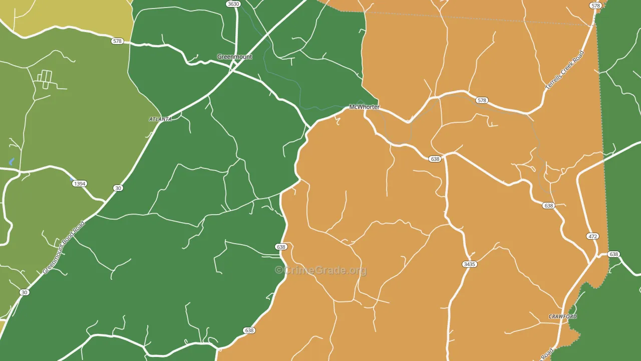 McWhorter, KY Map of Vandalism Rates