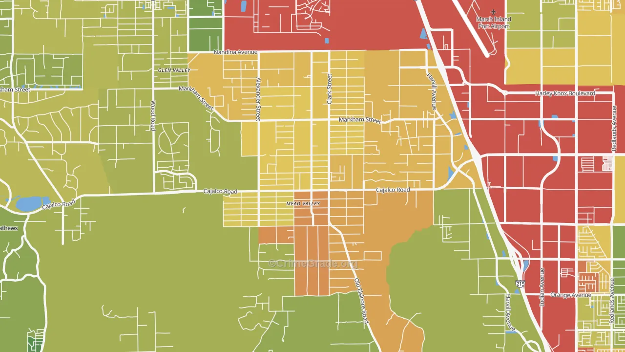 Mead Valley, CA Map of Vandalism Rates