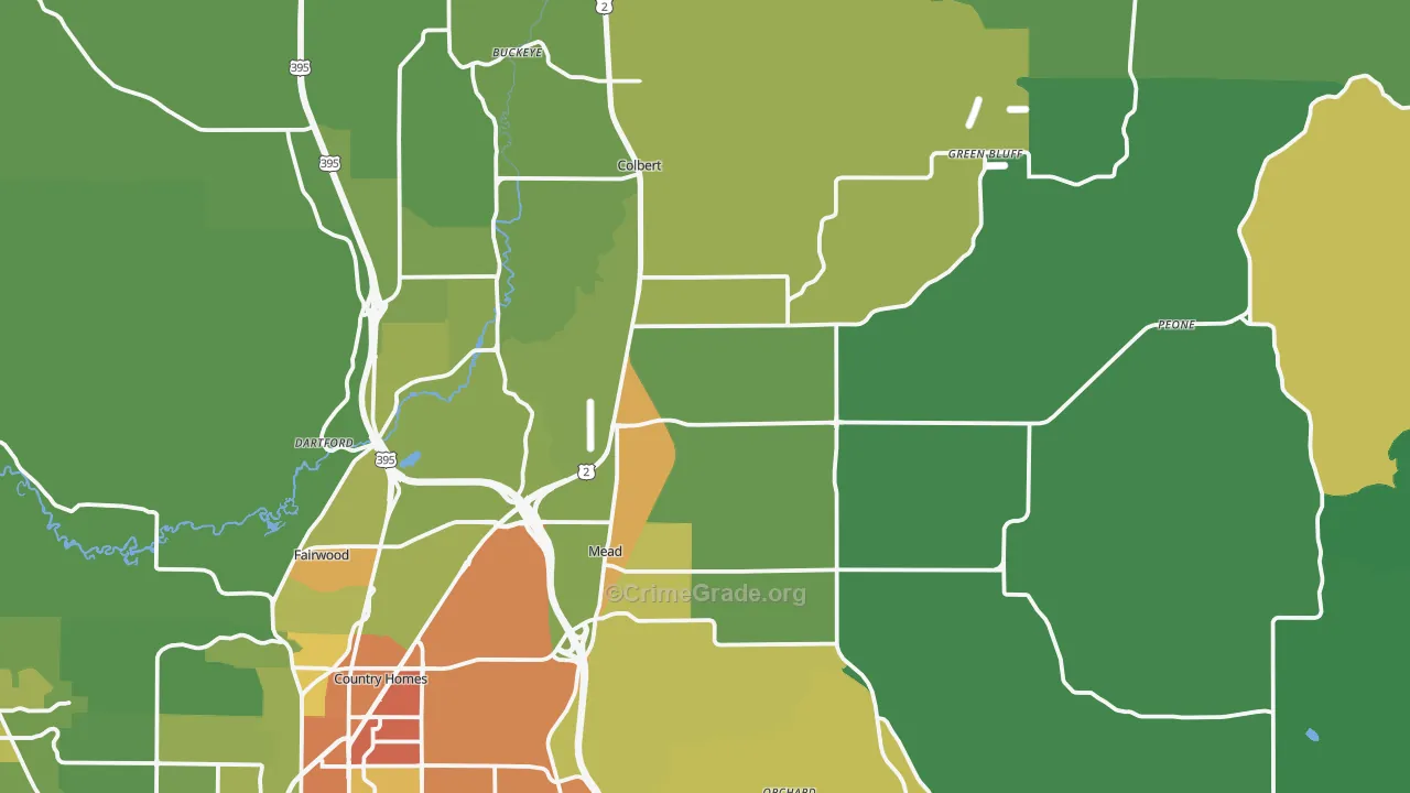 Mead, WA Map of Vandalism Rates